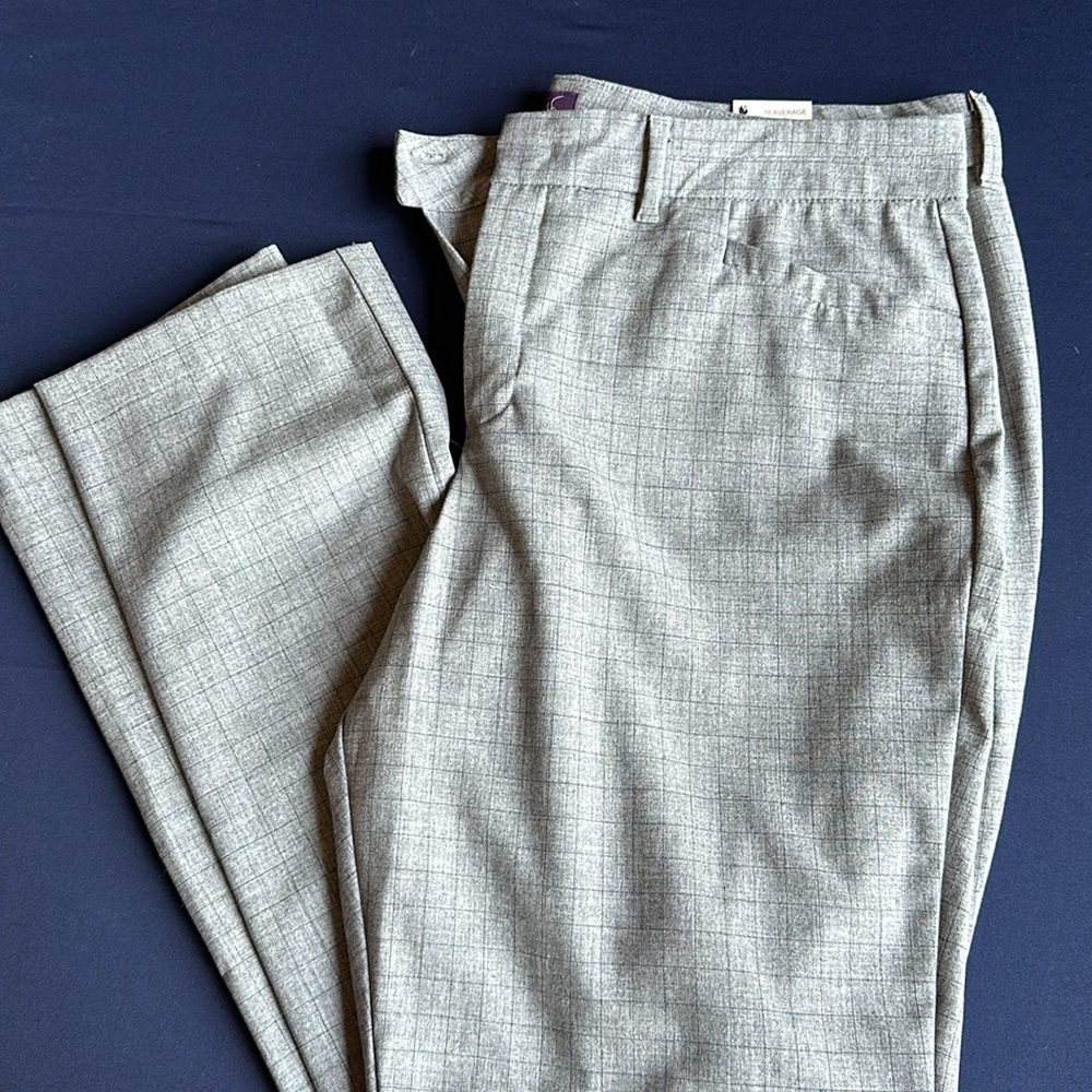 NWT Grey Plaid Dress Pants- Straight leg mid-rise